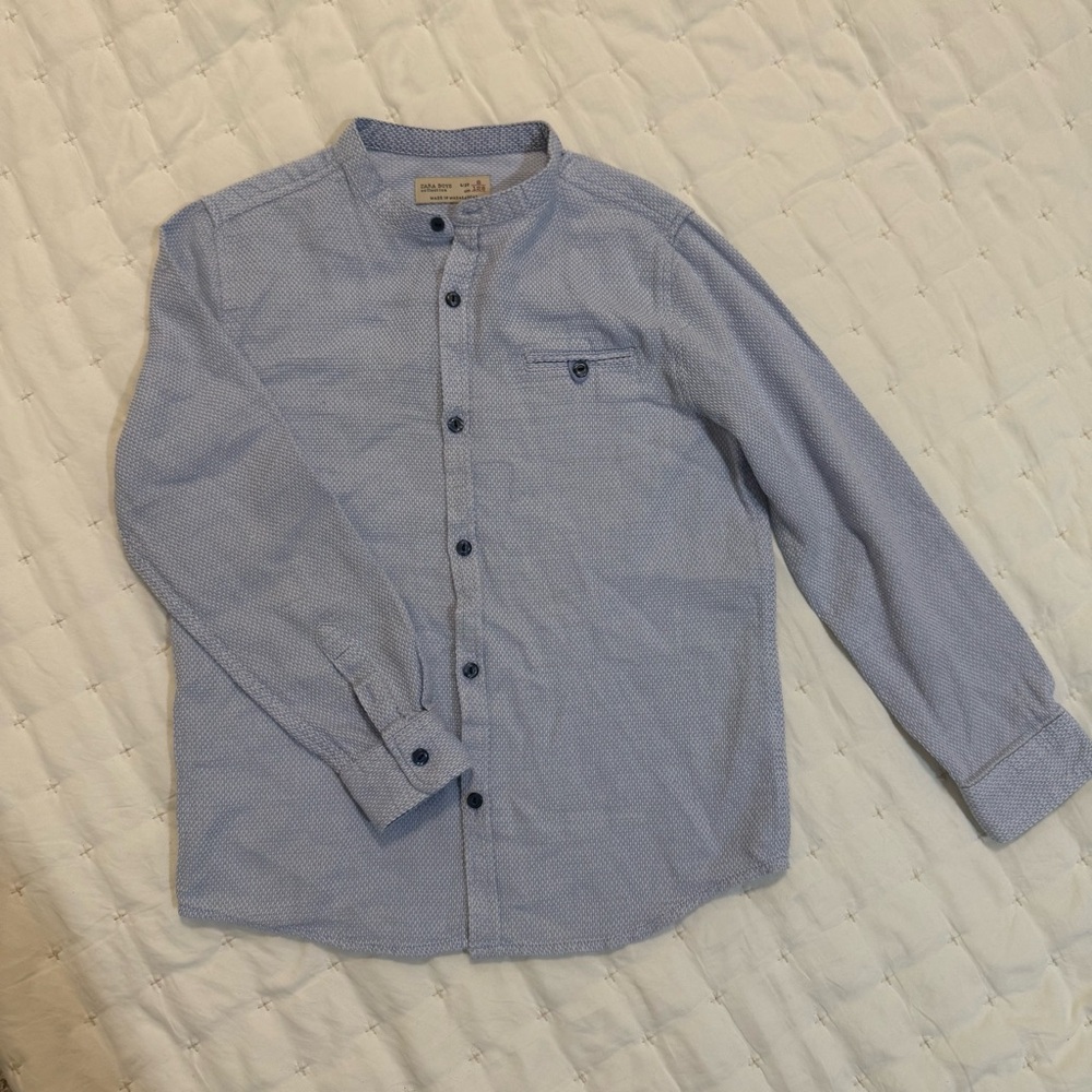 Zara Light Blue Casual Button-Down Shirt
